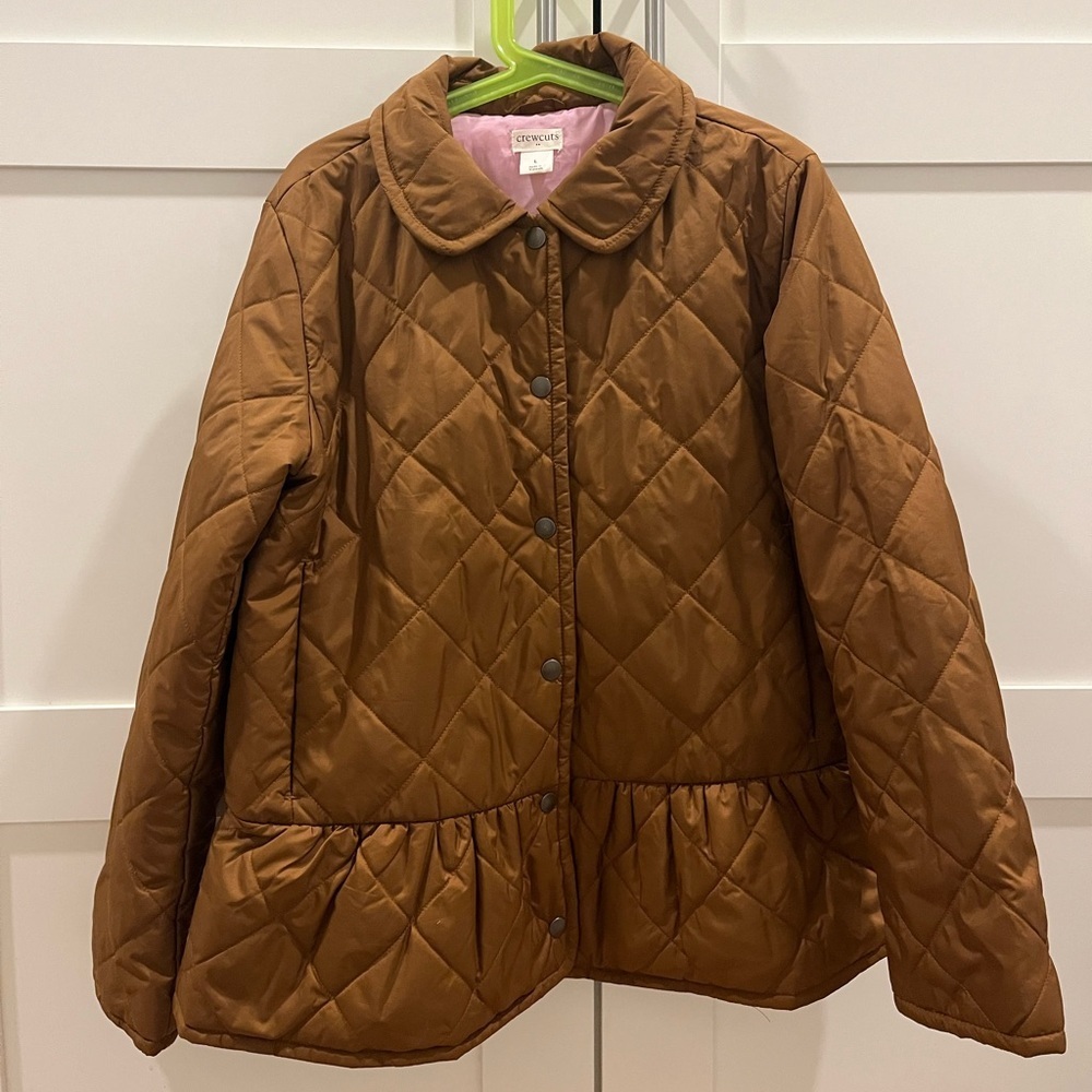 Crewcuts Quilted Peplum Brown Barn Jacket, size L - Picture 2 of 11
